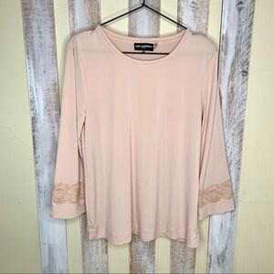 Karl Lagerfeld 3/4 Sleeve Embroidered Lace Top M